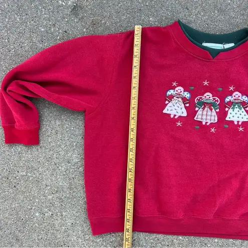 VTG 90s Shenanigans Red Snowman Angel Grannycore Ugly Christmas Sweatshirt LARGE