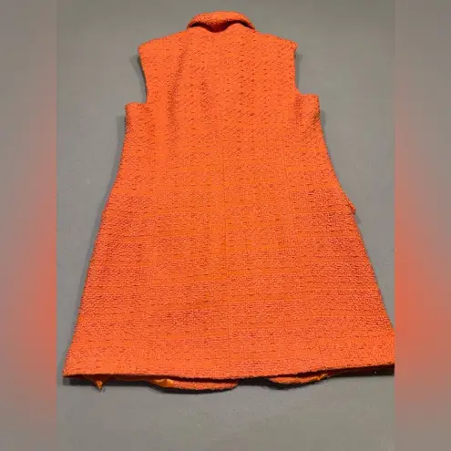Vibrant Orange Sleeveless Vest with Notched Collar Size M
