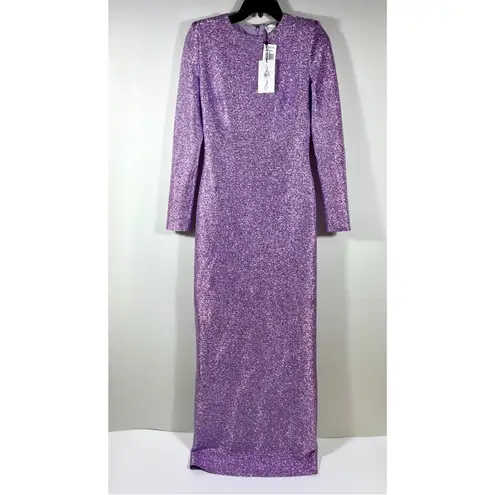 Oscar de la Renta Lame Column Gown Maxi Dress Metallic Lavender 6 NWT
