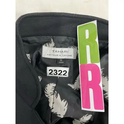 Tahari Womans Arthur S Levine Size 12 Black Zip Up Lined Cropped Jacket