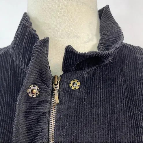 Twiggy Black Corduroy Motorcycle Ruffle Neck Front Jacket Size L Size L