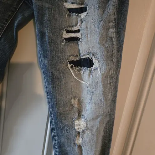 Buckle Black Fit No 53 Ankle Skinny Jeans Women 24 (28x30) Ripped Denim Distress Blue