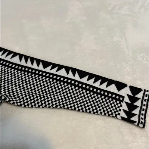 Nina Leonard Black and White Geometric Print Fit & Flare Sweater Dress NWT