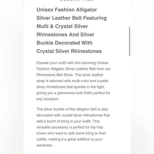 WESTERN RODEO STYLE UNISEX FASHION ALLIGATOR PRINT LEATHER RHINESTONE BELT. Silver