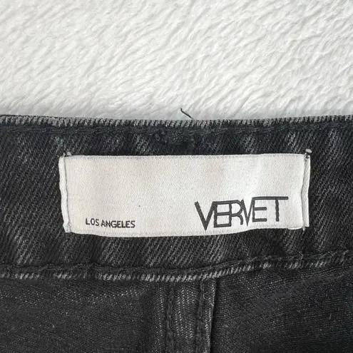 Vervet Sz 28 Wide Leg Jeans Olivia Black Sun High Rise Distressed Ripped Cropped