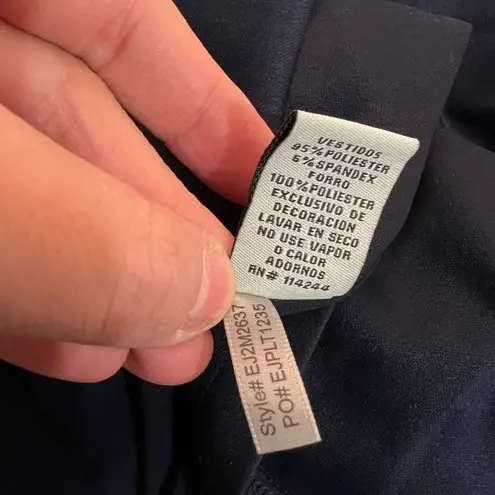 Eliza J Jeweled Neckline Sleeveless Side Ruched Navy-Blue Long Gown Size 4