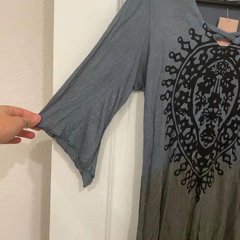 Earthbound  Blue and Olive Tunic Top