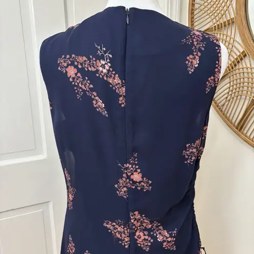 Derek Lam 10 Flowy Crosby Dark Romantic Fairy Cottagecore Ruched Dress Navy Sz 2