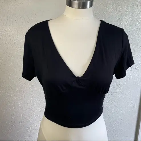 RSQ  Black Open Back Crop Top Size XL | Tie Back Tee | NWT | Festival‎ Y2K
