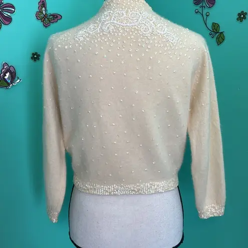 WIEBOLDTS 1940s Beaded & Sequins Cardigan Sweater White Size undefined