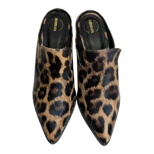 Arider Girl Leopard Print Mule Heels Women’s Size 8.5 Slip
