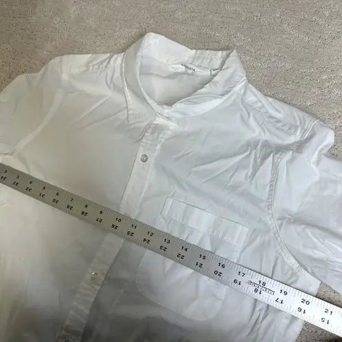 Athleta Women's  Medium Long & Lean Passage Button Shirt White Long Sleeve