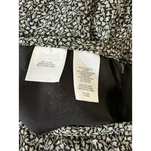 Jones New York Vintage y2k  Silk Black & Cream Ditsy Floral Midi Skirt Size 12