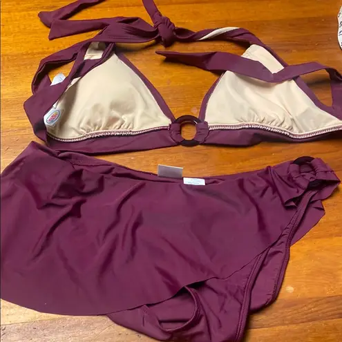 Elegant Purple Triangle Bikini Set Swim Size XL