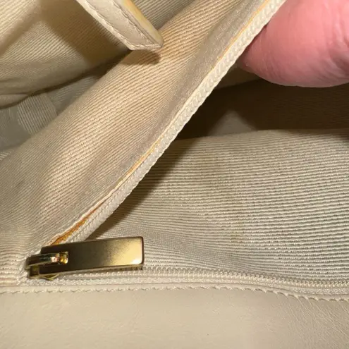 Salvatore Ferragamo Ferragamo White Leather & Pink Gancini Satchel, Vintage