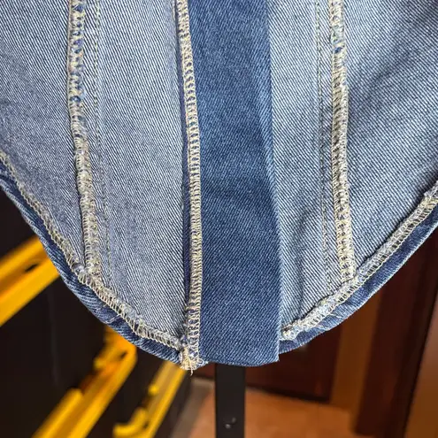 Vintage Lone Star Blue Indigo Wash Denim Smocked Corset Tube Top Size Small