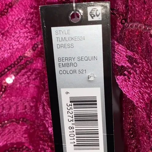 Tahari NWT WO SIZE 12 Elegant Pink Sequin SHEER Dress FULLY LINED BACK ZIPPER