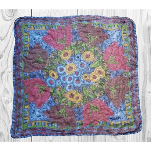 Kenzo Scarf Floral Women's Large Semi Sheer Handkerchief Vintage