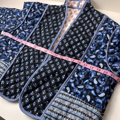 Reversible quilted women's jacket large jacket blue black pink white floral