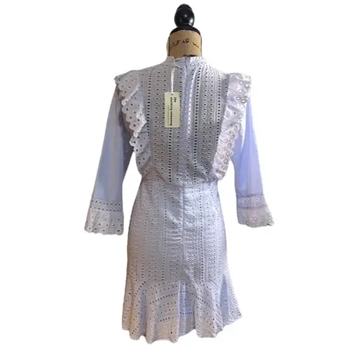 The Clothing Company Eyelet Baby Blue Ruffle Mini Dress Size Large