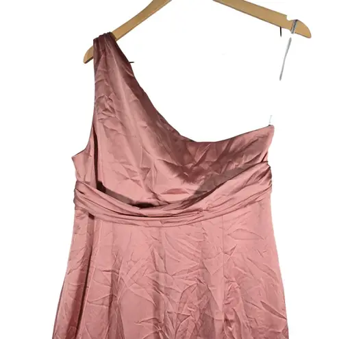 Dessy Collection One Shoulder Ruched Empire Waist Bridesmaid Formal Gown 16 3111 Pink