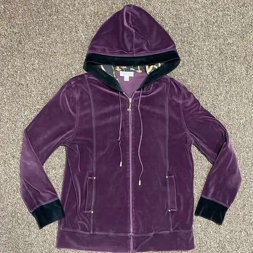 St. John Sport Women’s Velour Zip Up Hooded Track Jacket Size M
