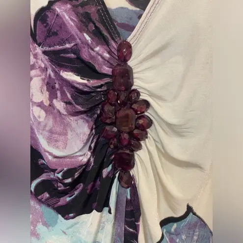 Karen Kane Vintage Karen Kane Women’s Y2K Purple White and Black Floral Print Top Size M