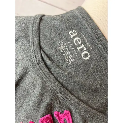 Aeropostale Pullover shirt size XS Extra Small Raised Spell Out Y2K 80s 90s Gray