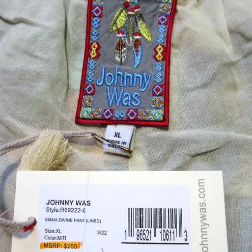 Johnny Was NWT Emma Divine in Blue Floral Lightweight Wide Leg Lined Pants XL