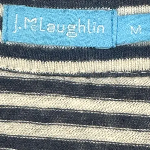 J. McLaughlin M navy striped linen blend shirt preppy coastal quiet luxury top