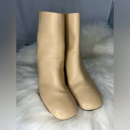 ZARA  Cream Go Go Boots Leather Heels Square Round Toe Heel 39