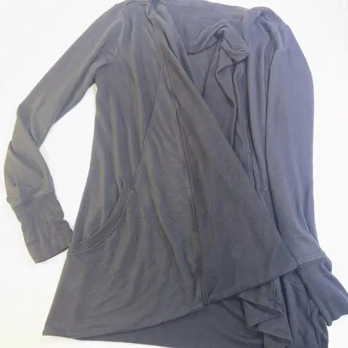 Athleta  Classic Wrap Black Preppy Soft Athletic Lounge Dressy Cardigan Size M