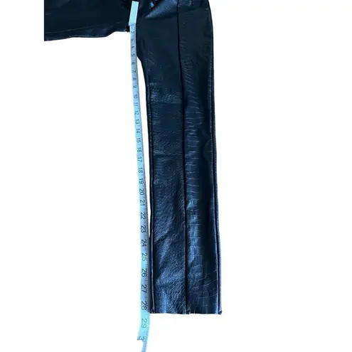 Top Shop Faux Crocodile Embossed Black Straight Leather Leg Pants