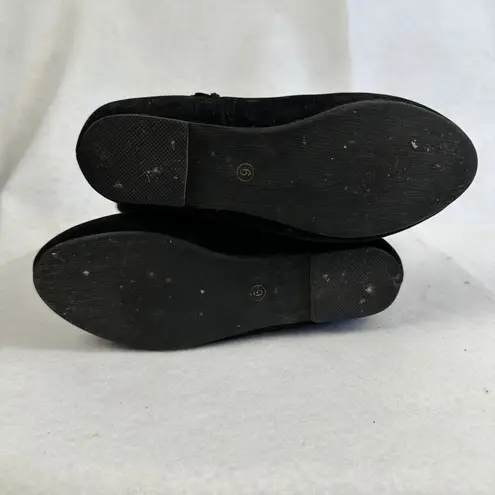 Black Suede Leather Fringe Slouch Boots Womens 6 Boho Western Festival Style