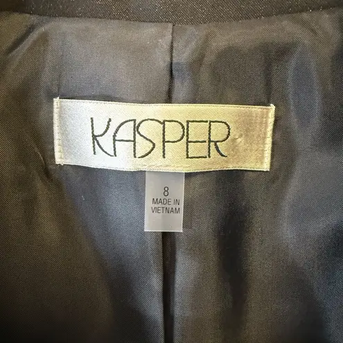 Kasper Tailored Blazer Jacket Black White Stitching Cotton Blend Women’s Size 8