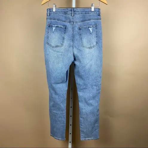 Ashley Mason Super high Rise Mom Jeans Size 13 Junior 29 Light Wash Distressed Cali