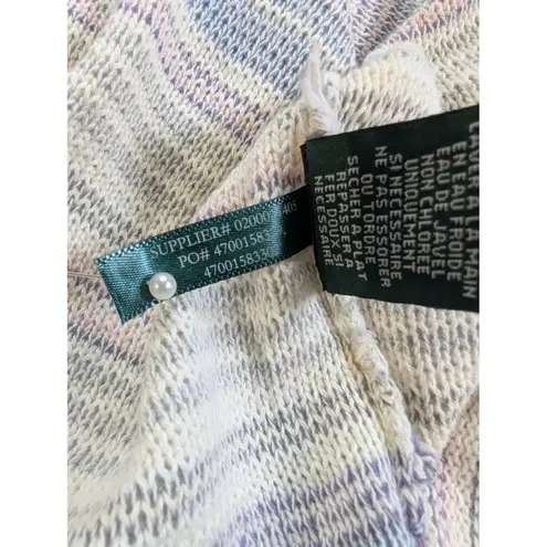 LRL Ralph Lauren Jeans Co Womens Striped V Neck Sweater XL Cotton Gray