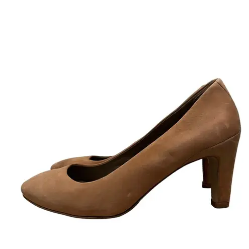 Ecco Camel Brown Almond Toe Leather Pumps 38