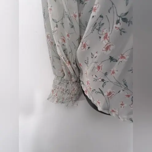 potter's pot sheer green floral blouse