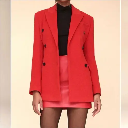 Avec Les Filles Hourglass Blazer Small Red Double Breasted Wool Holiday Chic