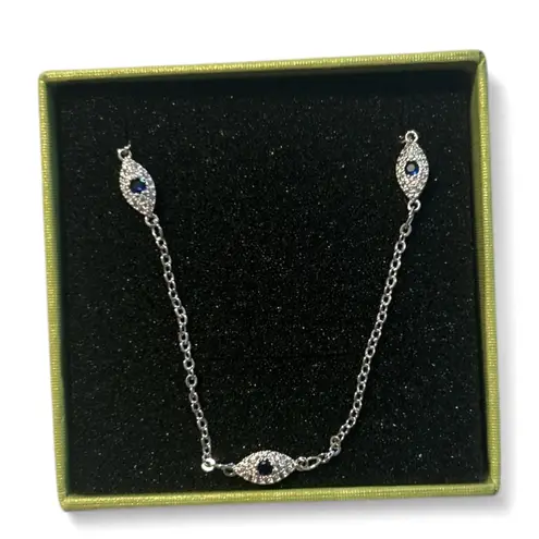 Rotnso Evil Eye Adjustable Anklet Silver