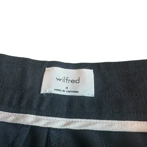 Wilfred Aritzia Black Cropped Length Linen Blend Slacks Pants Size 4 Women's