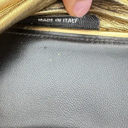 Balenciaga Drapy Gold Leather Slip On Slide Sandals