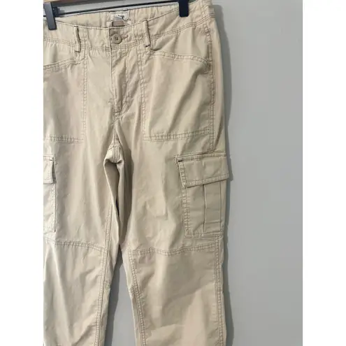 LLBean Favorite Fit Cargo Pants Khaki Women Size 6 Reg Cotton Blend Tan