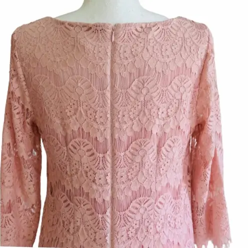Jessica Howard Dress Blush Pink Lace 3/4 Sleeve Lined Sheath Party Size 8P