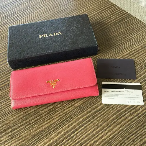 Prada  Continental Saffiano Leather Wallet with Chain - Image 2