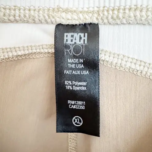 Beach Riot Ribbed Colorblock Athletic Workout Leggings Tan White Neutral Size XL