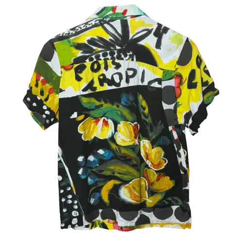 Jams World Pave Parrot Hawaiian Shirt Tropical Floral Print Camp Button Up