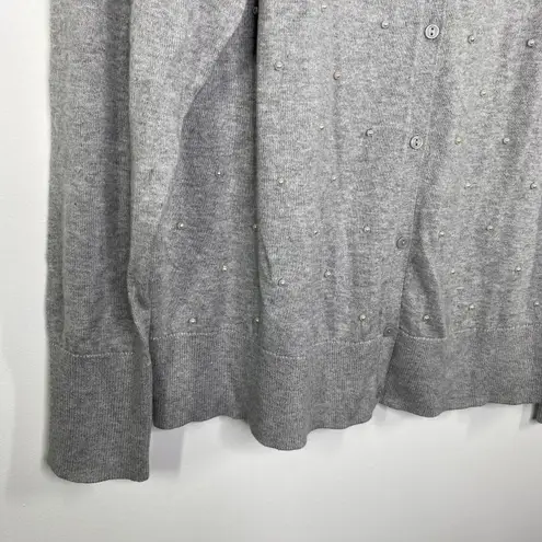 Sejour Women Grey Button Down Cardigan Size 1X Faux Pearl Preppy Feminine Dainty Gray - Image 7