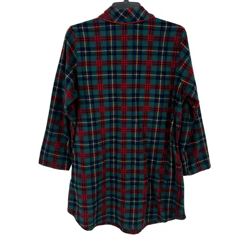 Ralph Lauren  Crested Embroidered Plaid Fleece Nightgown Womens Size XL